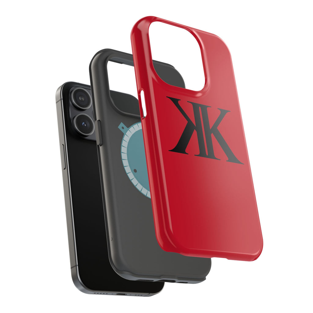 Magnetic Impact-Resistant RED Case with Bold KK Monogram