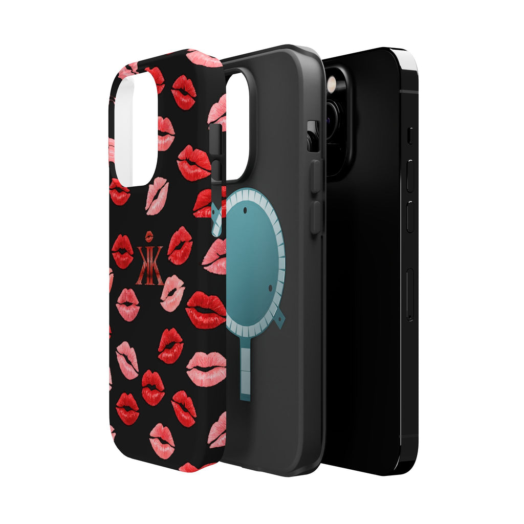 Psyche Collection BLACK - Kiss Pattern Magnetic Impact Phone Case