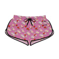 Anthos Collection Light Pink Floral Stretch Women's Relaxed Shorts — Vintage Pink & Red Rose All-Over Print