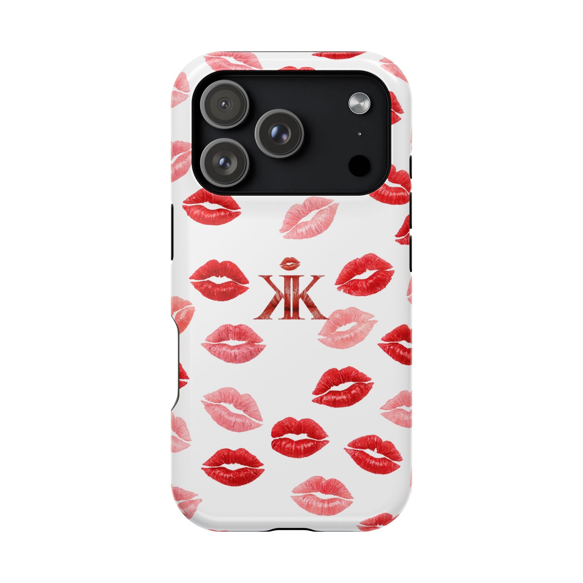 Psyche Collection White - Kiss Pattern Magnetic Impact Phone Case