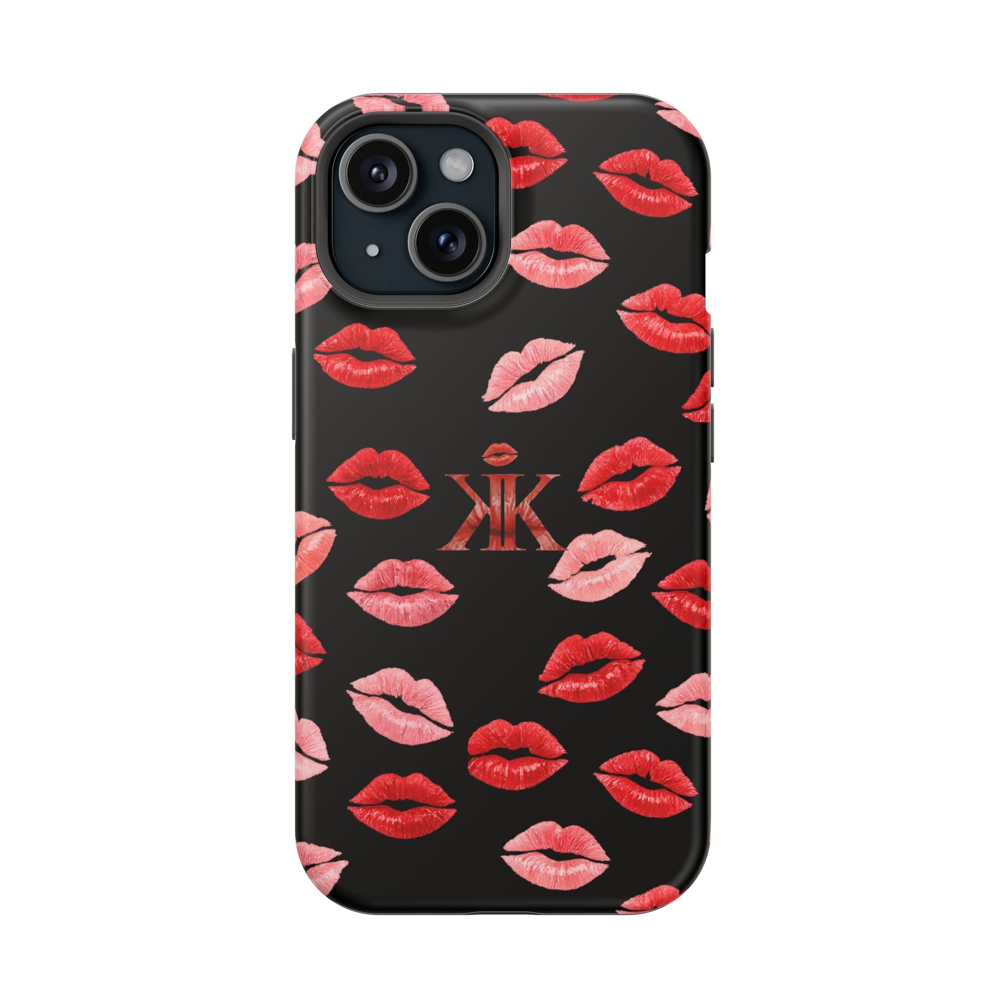 Psyche Collection BLACK - Kiss Pattern Magnetic Impact Phone Case