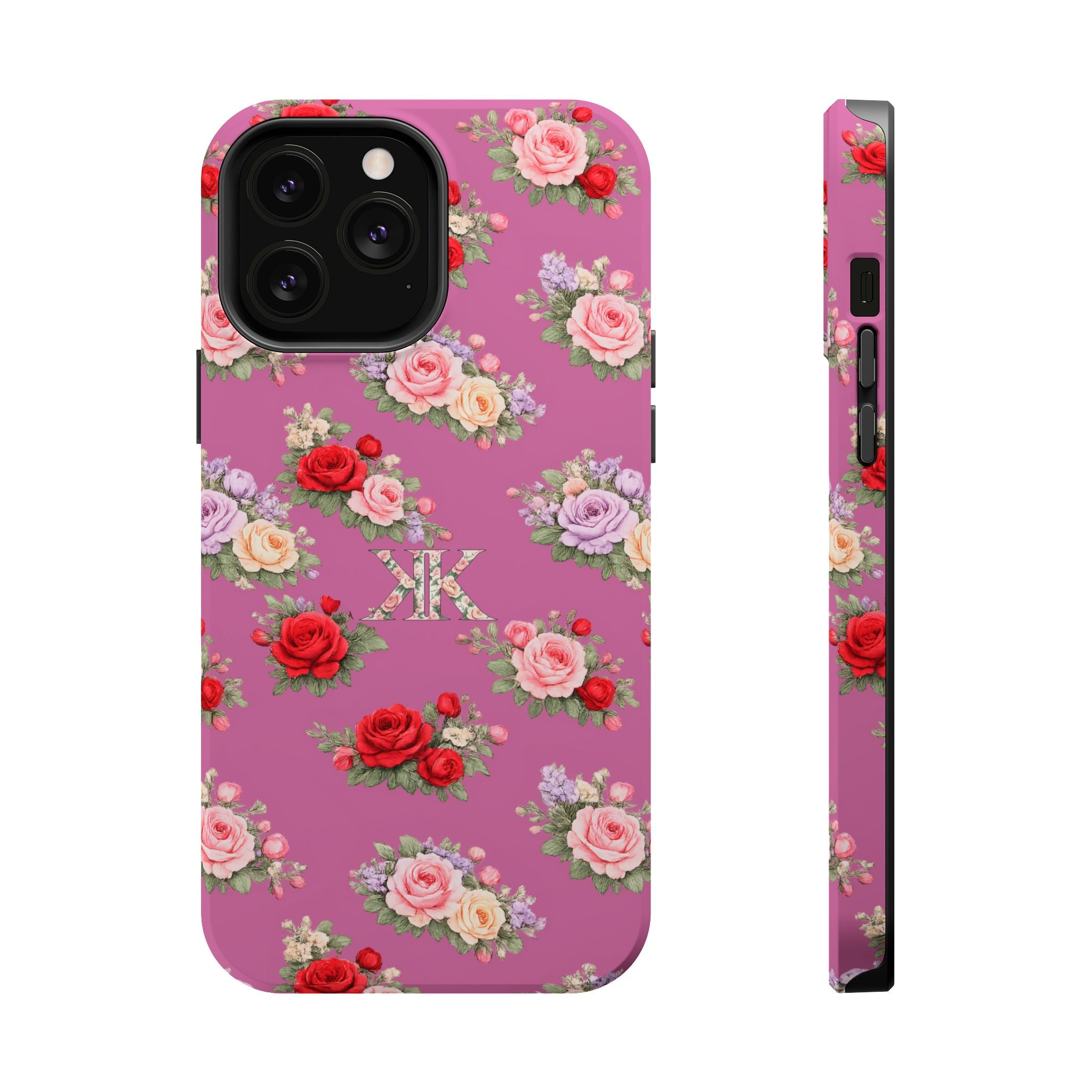 Anthos Collection Light Pink  Vintage Floral Rose Pattern Magnetic Impact-Resistant Phone Case