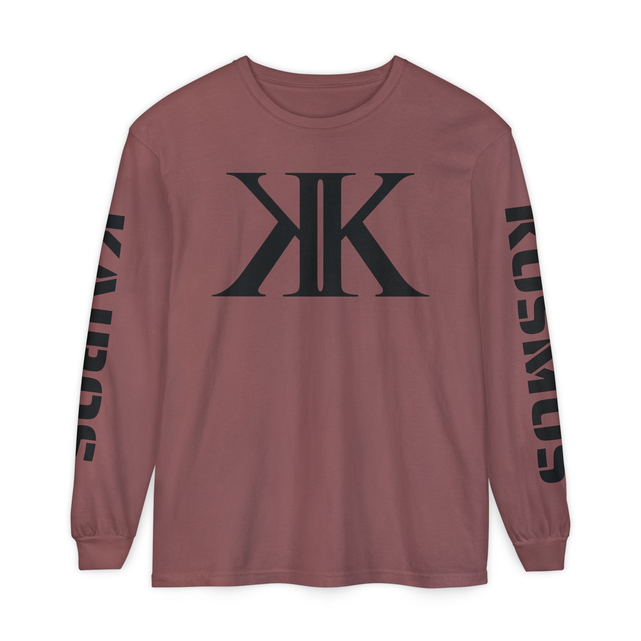 KOSMOS Monogram Uni-Sex Long Sleeve Tee — Bold Black Logo Sleeve Shirt