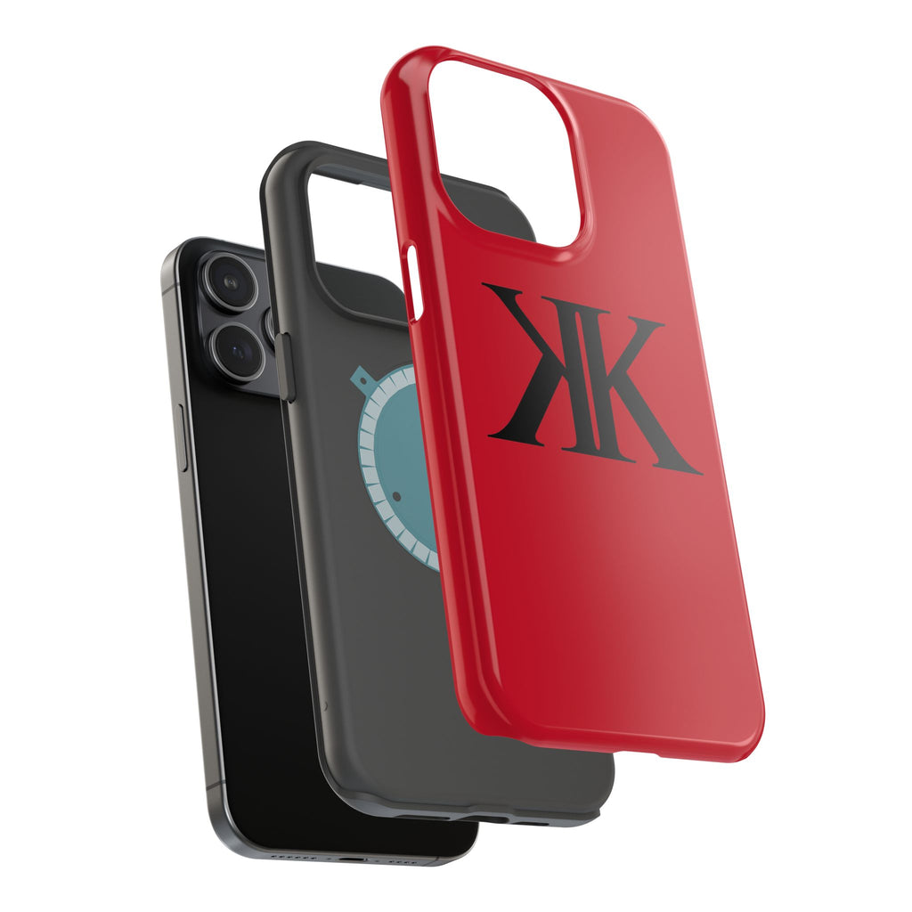 Magnetic Impact-Resistant RED Case with Bold KK Monogram