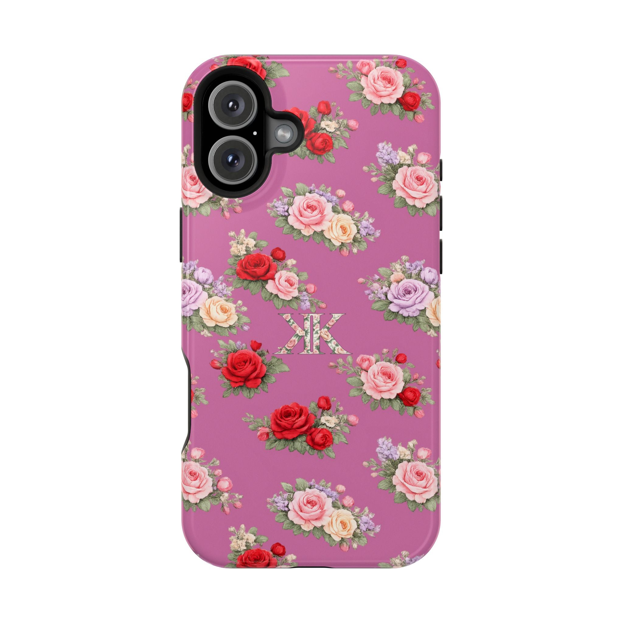 Anthos Collection Light Pink  Vintage Floral Rose Pattern Magnetic Impact-Resistant Phone Case