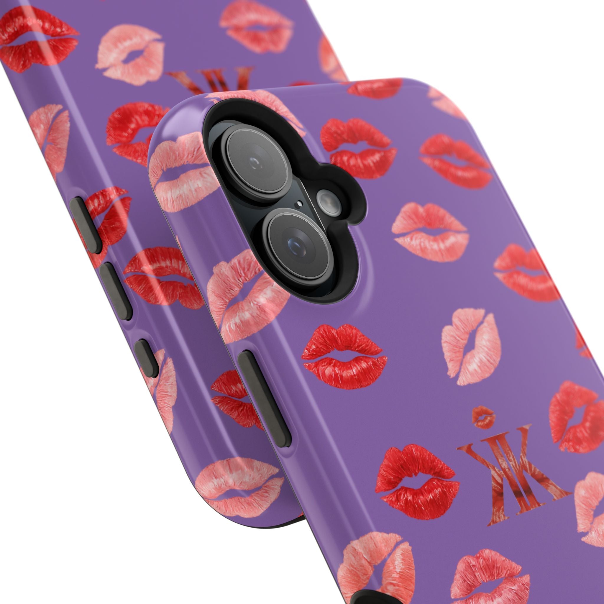 Psyche Collection Light Purple - Kiss Pattern Magnetic Impact Phone Case