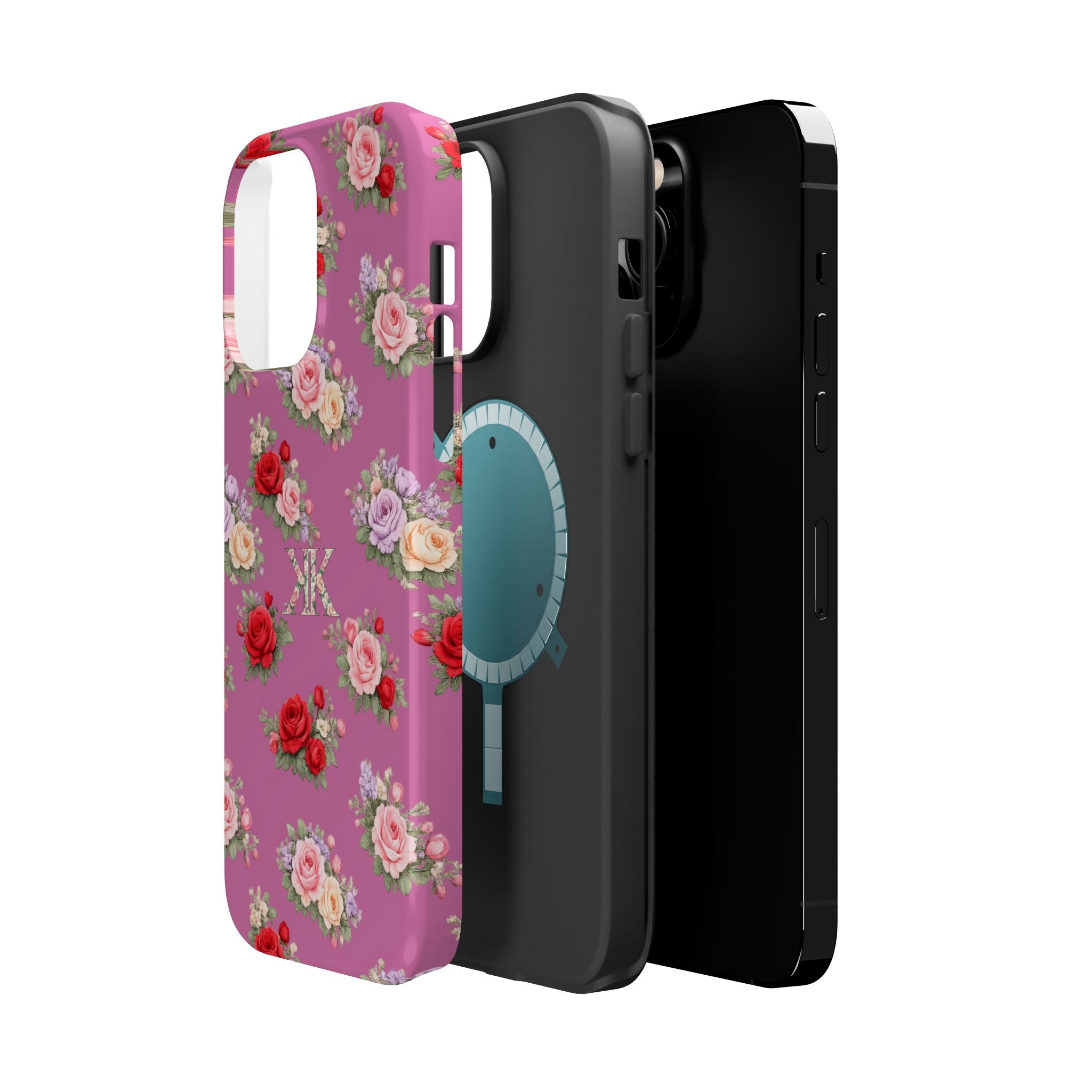Anthos Collection Light Pink  Vintage Floral Rose Pattern Magnetic Impact-Resistant Phone Case