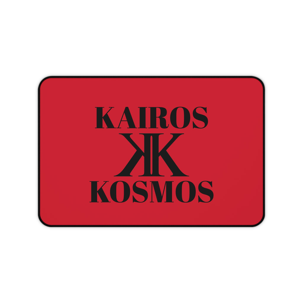 Desk Mat RED — Minimalist 'KAIROS KOSMOS' Black & White Logo Desk Mat