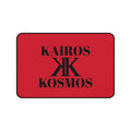 Desk Mat RED — Minimalist 'KAIROS KOSMOS' Black & White Logo Desk Mat