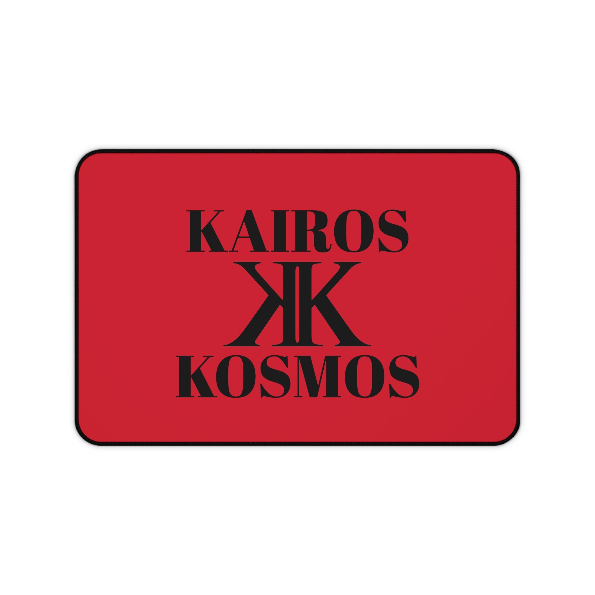 Desk Mat RED — Minimalist 'KAIROS KOSMOS' Black & White Logo Desk Mat