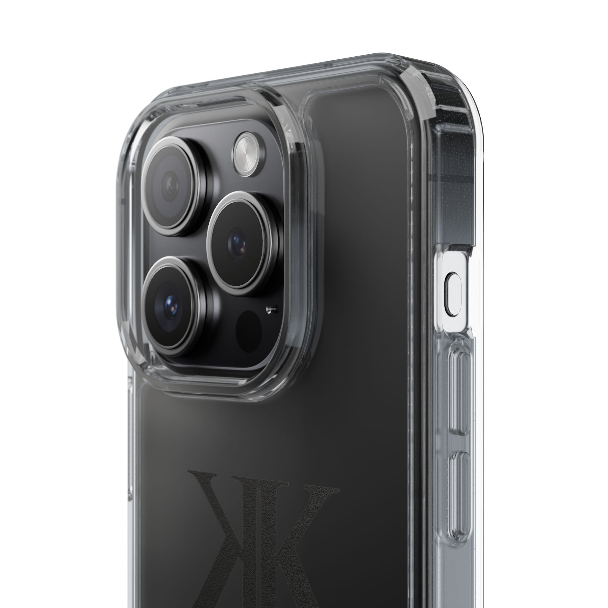 Kairos Kosmos Clear Phone Case — Minimal Black KK Monogram
