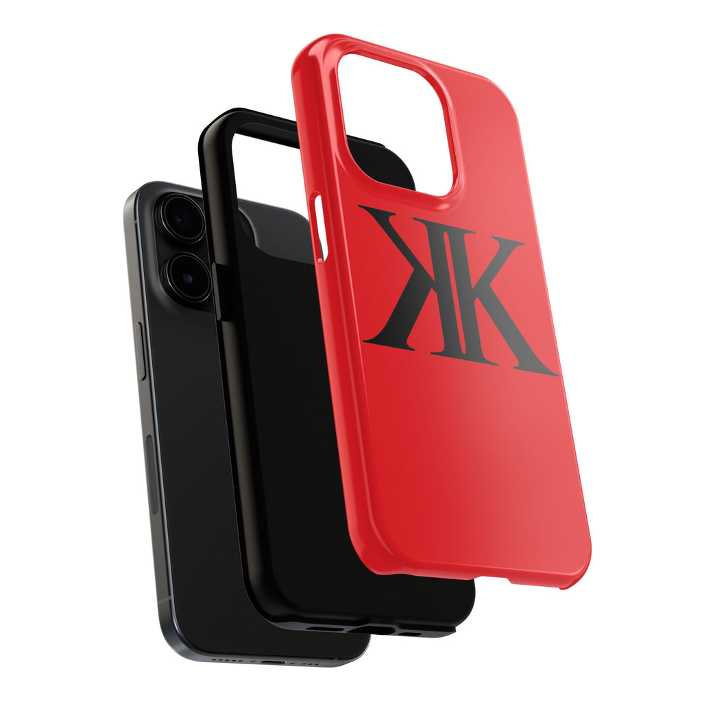 Monogram 'KK' RED Tough Phone Case — Minimal Black Initials Protective Cover