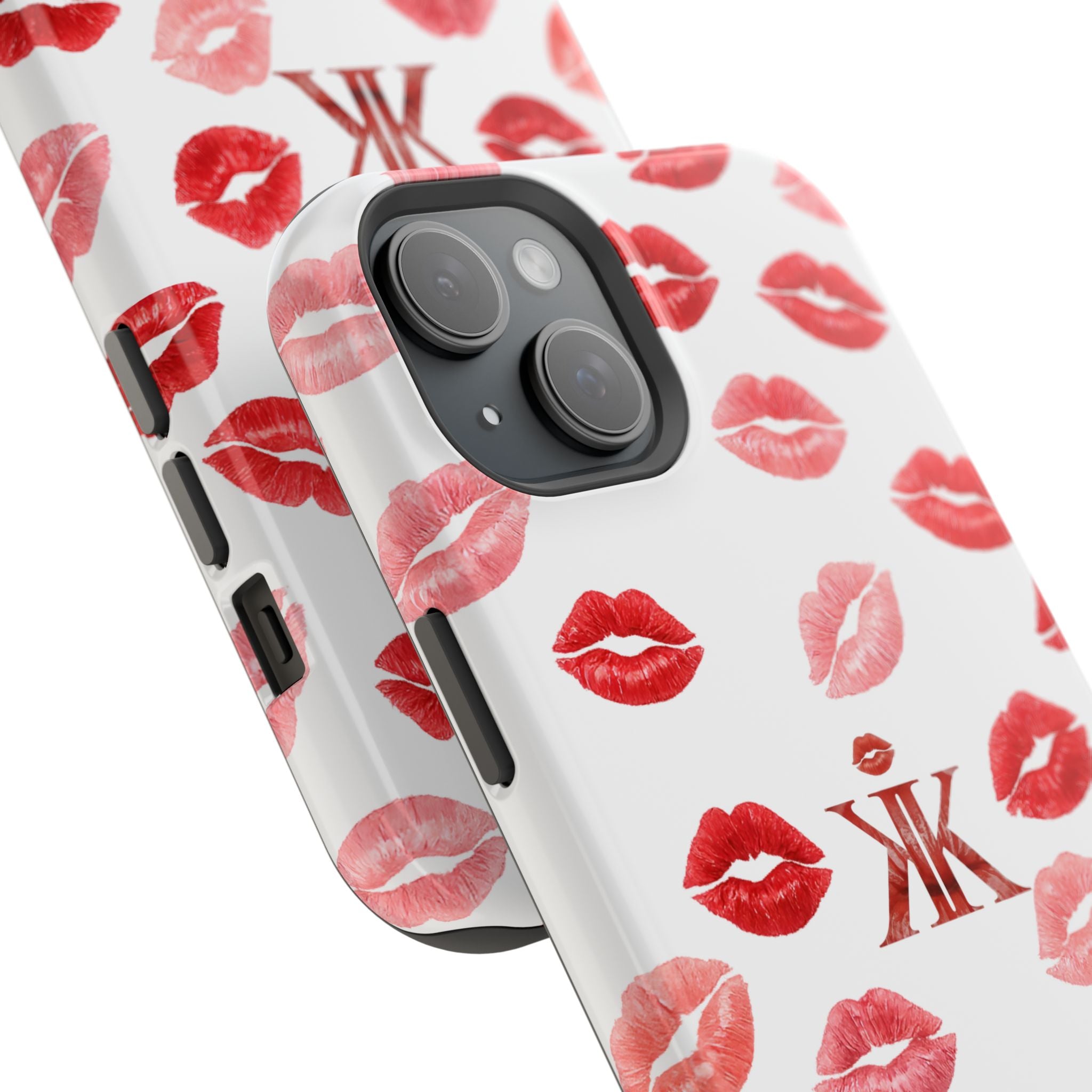 Psyche Collection White - Kiss Pattern Magnetic Impact Phone Case