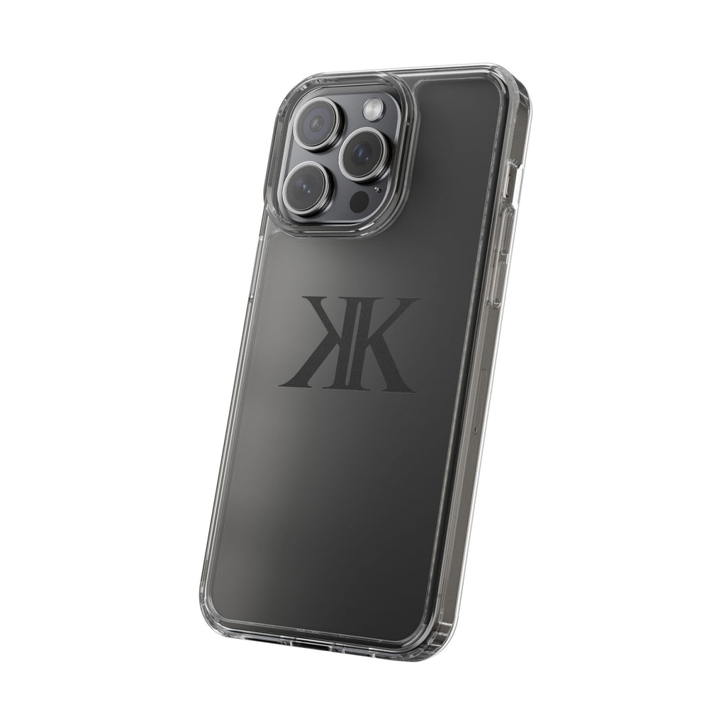 Kairos Kosmos Clear Phone Case — Minimal Black KK Monogram