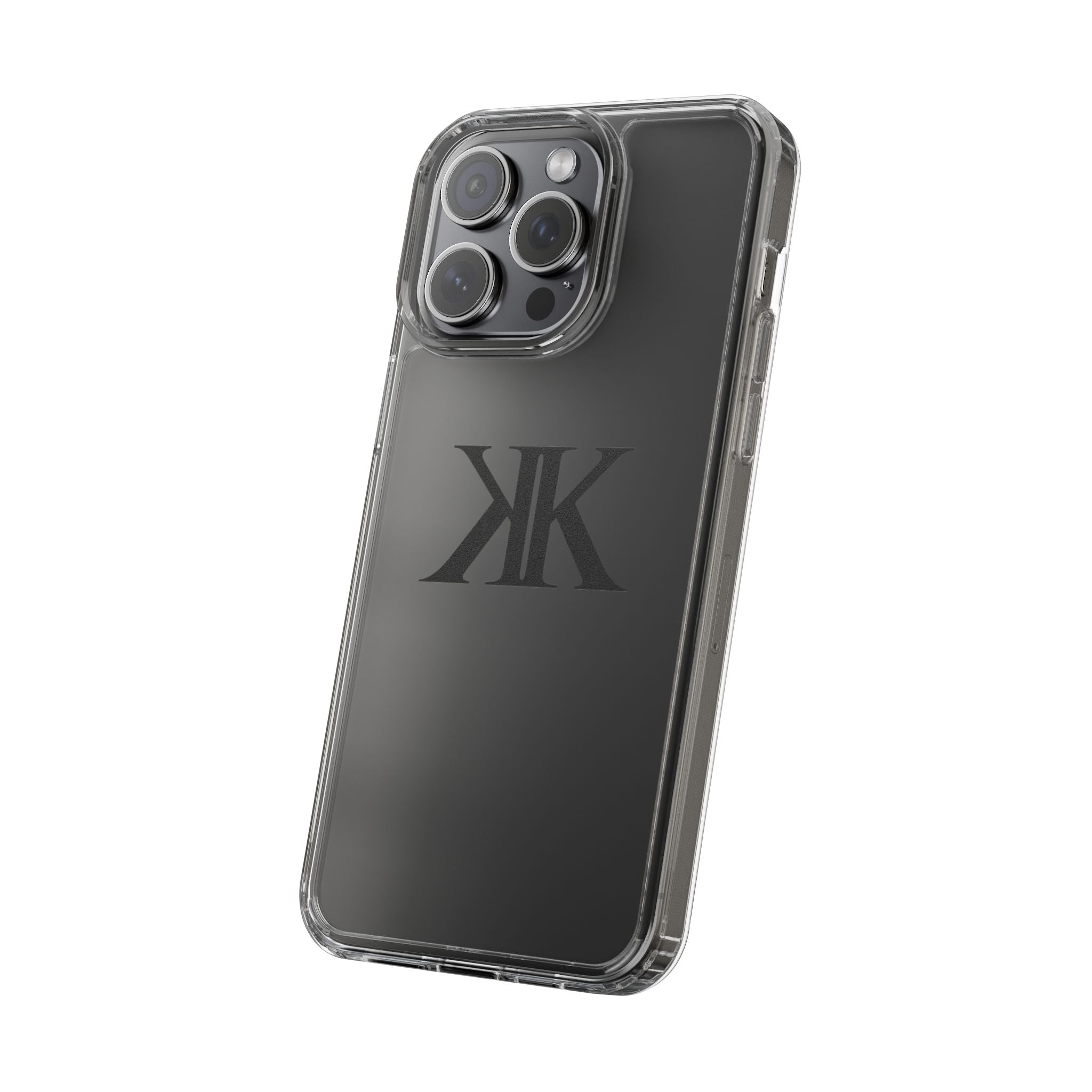 Kairos Kosmos Clear Phone Case — Minimal Black KK Monogram