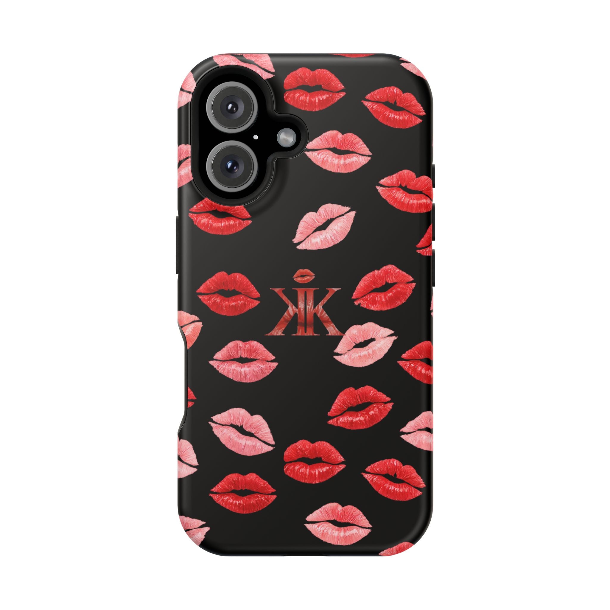 Psyche Collection BLACK - Kiss Pattern Magnetic Impact Phone Case