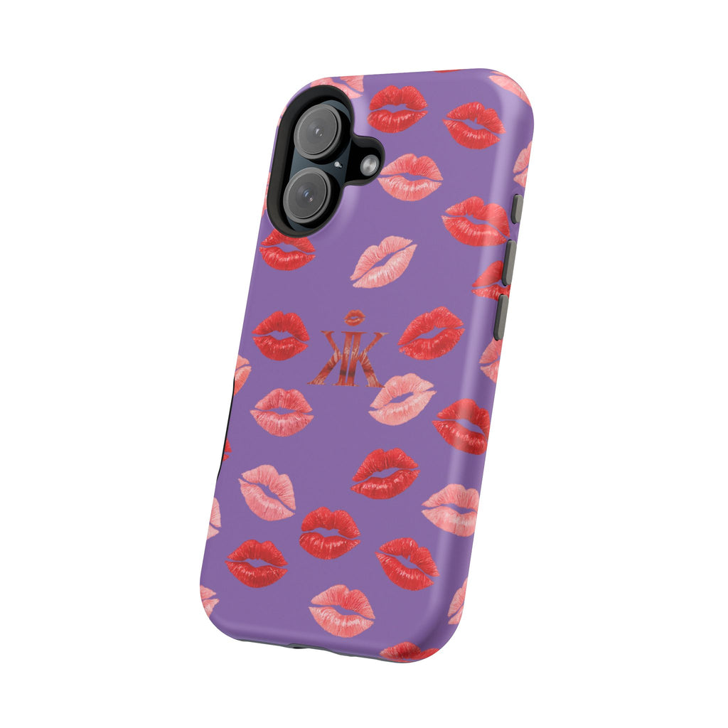 Psyche Collection Light Purple - Kiss Pattern Magnetic Impact Phone Case