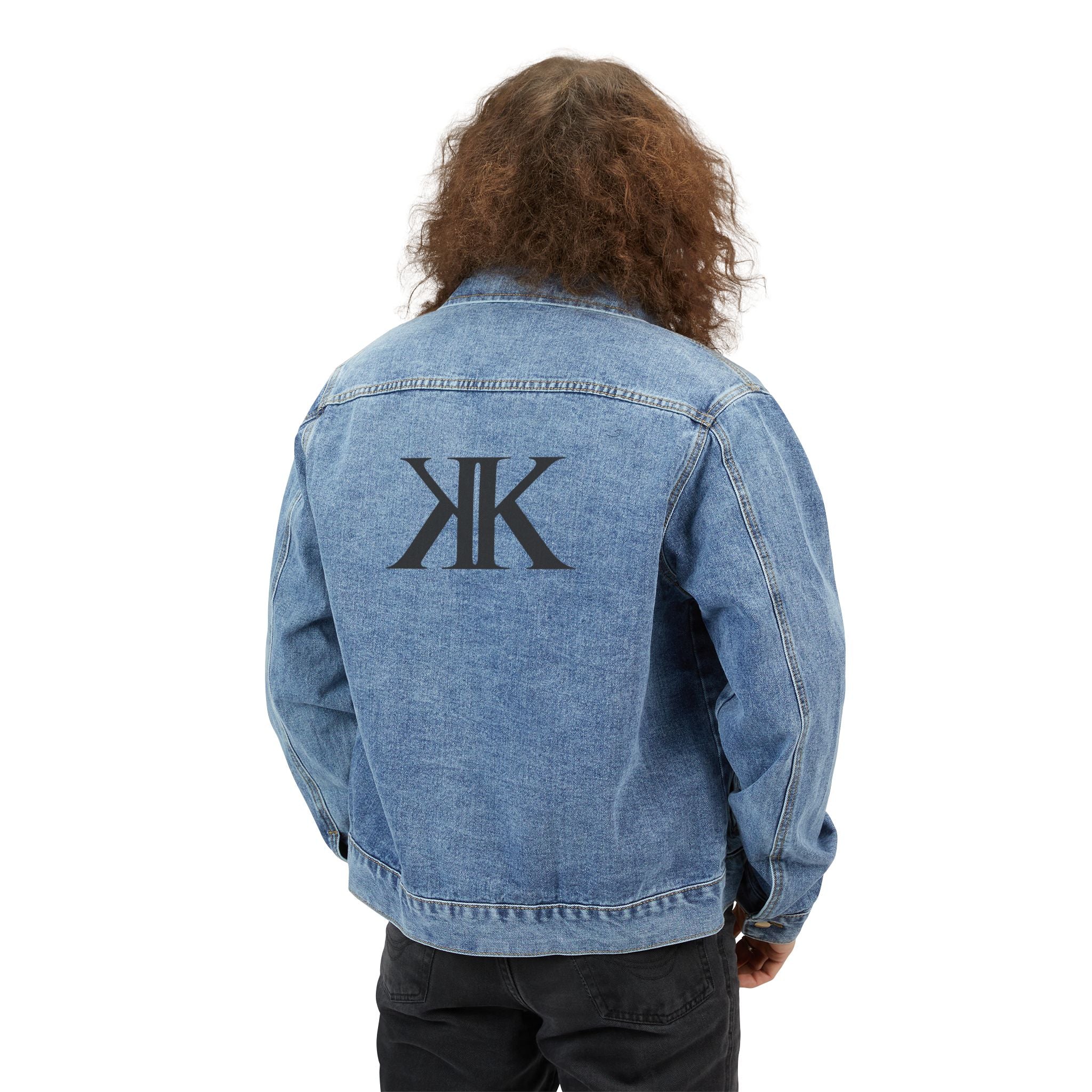 Men's Denim Jacket with Minimalist KK Logo — Classic Casual Jean Jacket