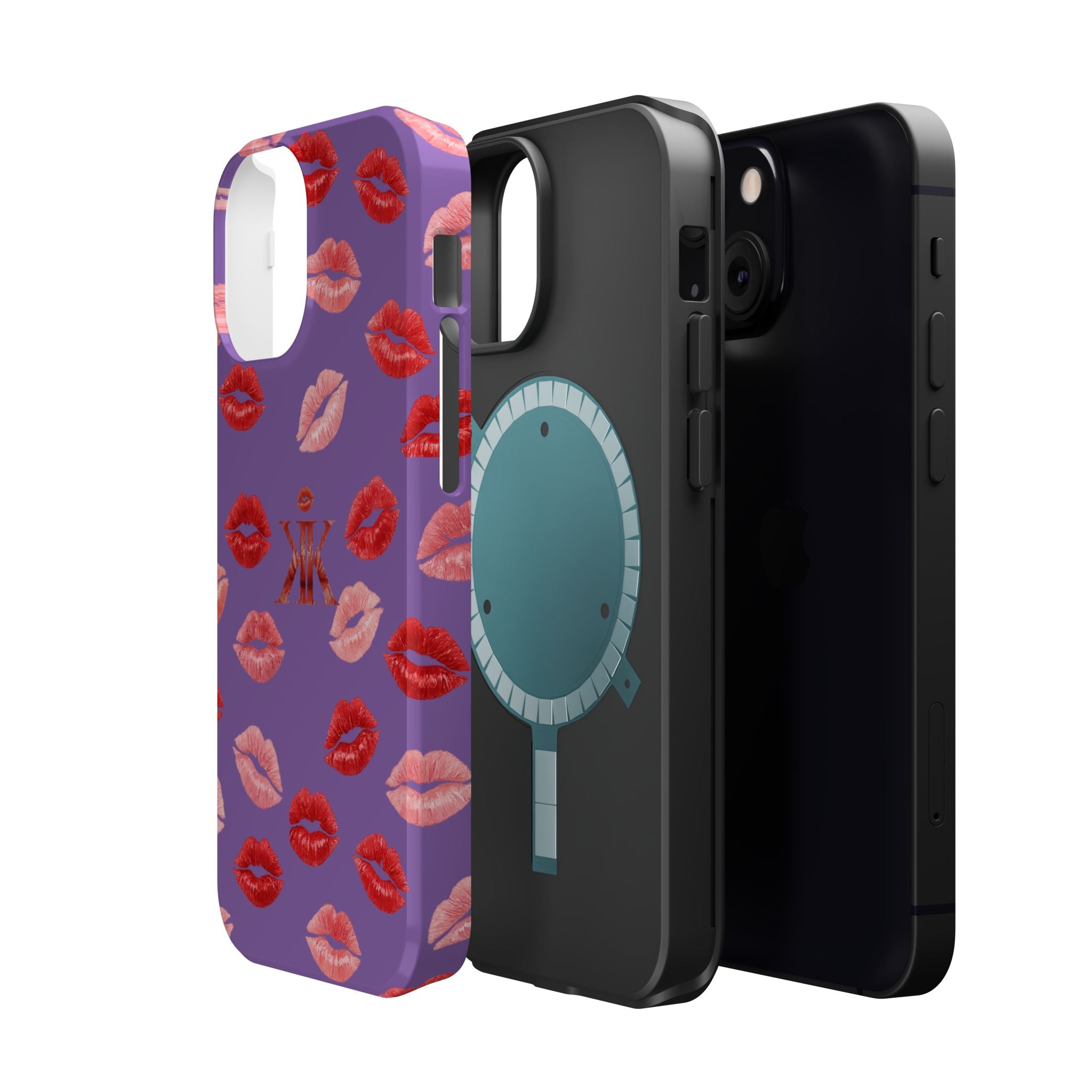Psyche Collection Light Purple - Kiss Pattern Magnetic Impact Phone Case