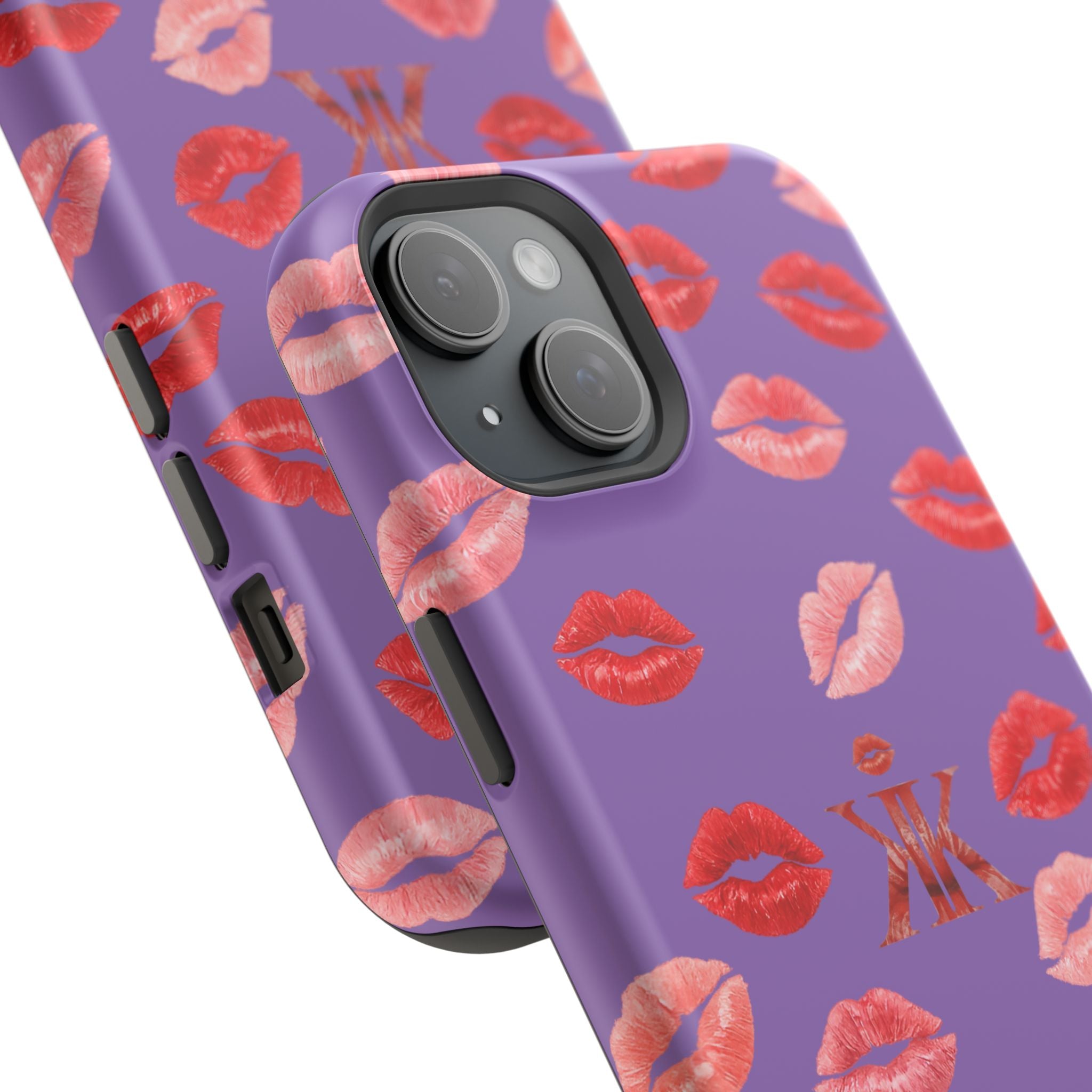 Psyche Collection Light Purple - Kiss Pattern Magnetic Impact Phone Case