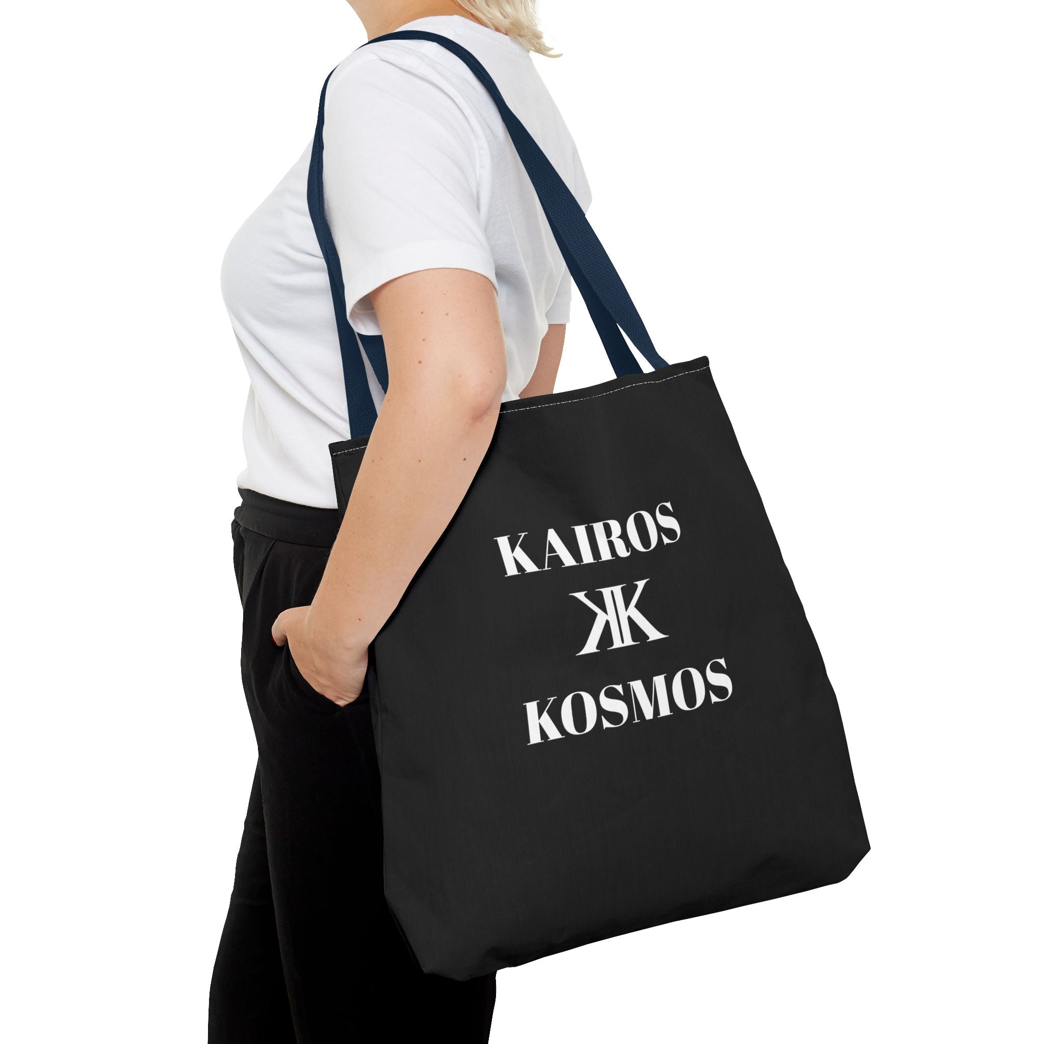 Kairos Kosmos BLACK Tote Bag – Minimalist Monogram Tote