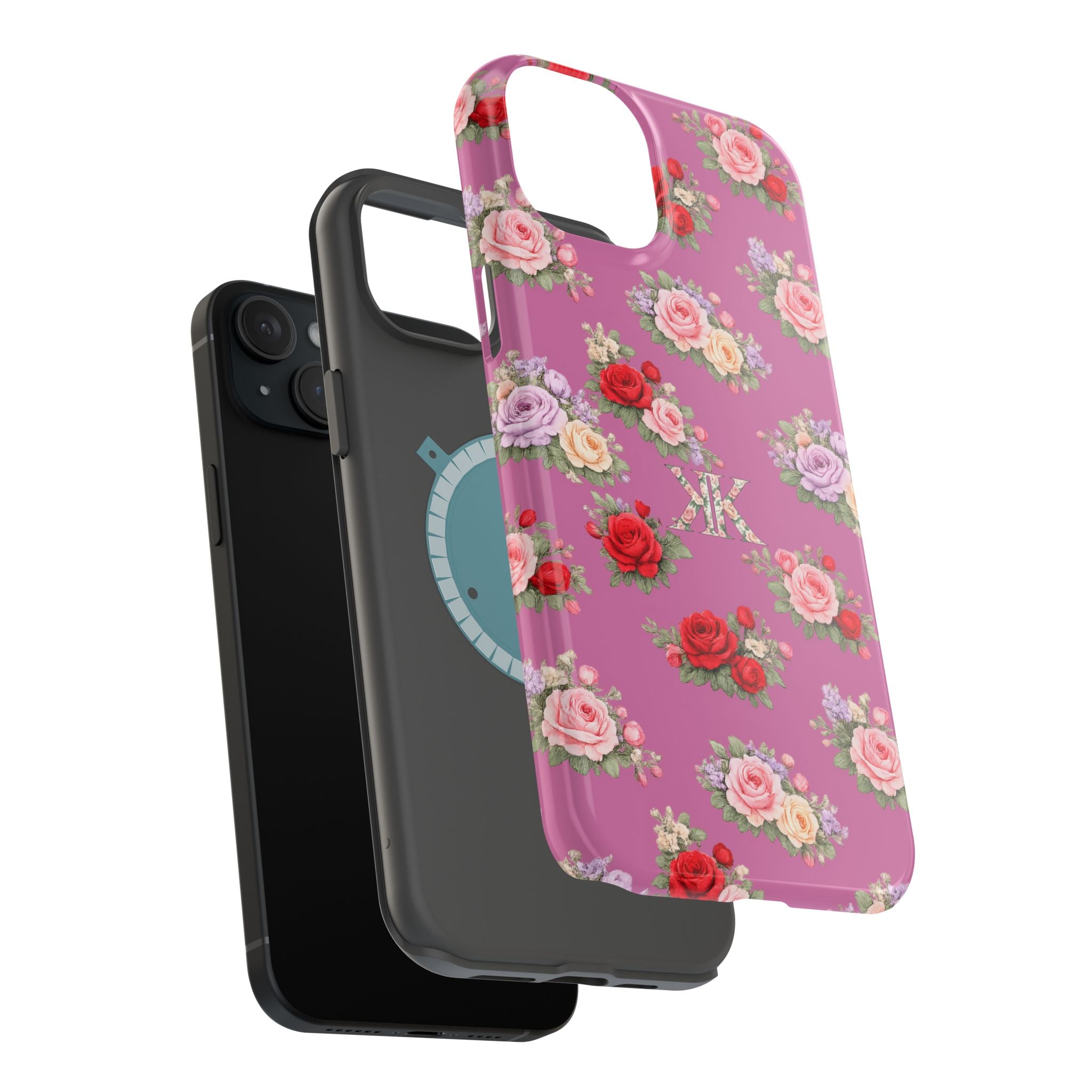 Anthos Collection Light Pink  Vintage Floral Rose Pattern Magnetic Impact-Resistant Phone Case