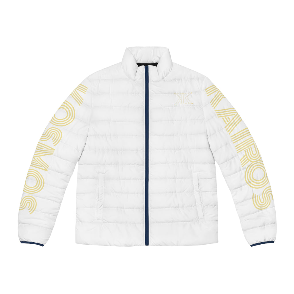 Aether Collection White Aries Puffer Jacket – Zodiac Ram Graphic Men's Jacket