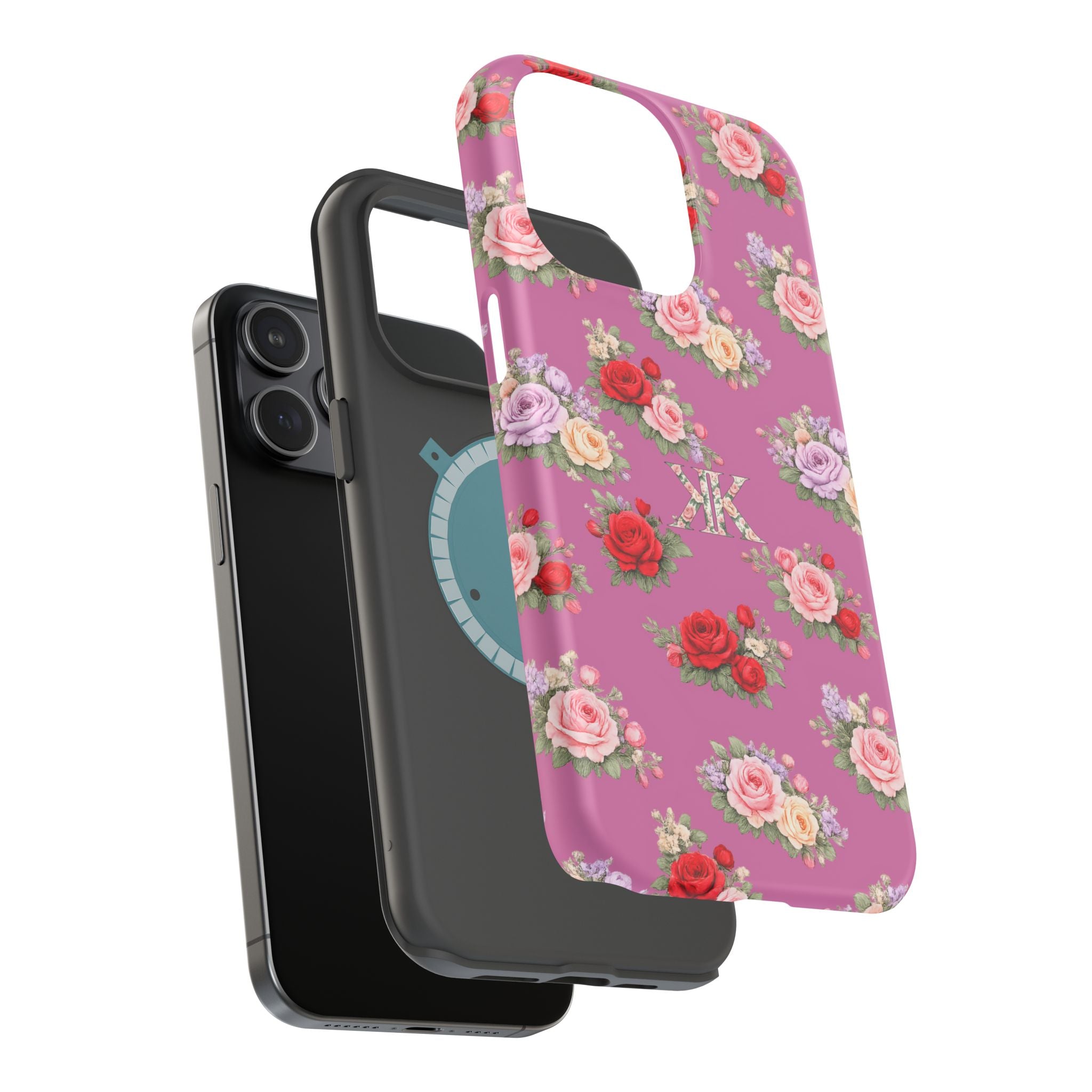Anthos Collection Light Pink  Vintage Floral Rose Pattern Magnetic Impact-Resistant Phone Case