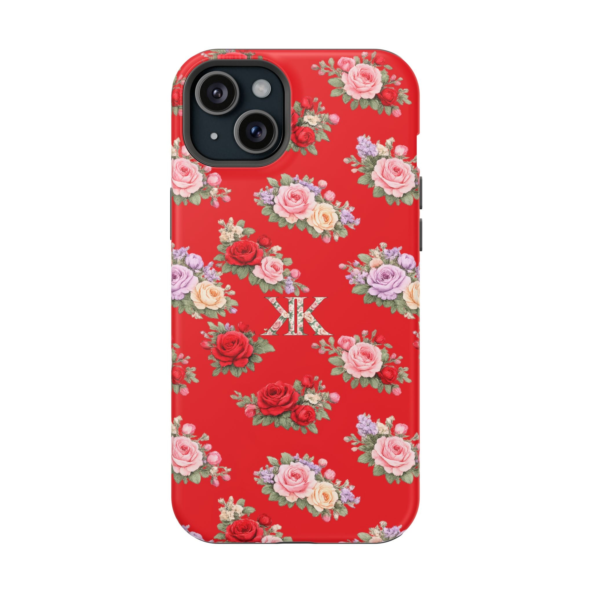 Anthos Collection RED Vintage Floral Rose Pattern Magnetic Impact-Resistant Phone Case