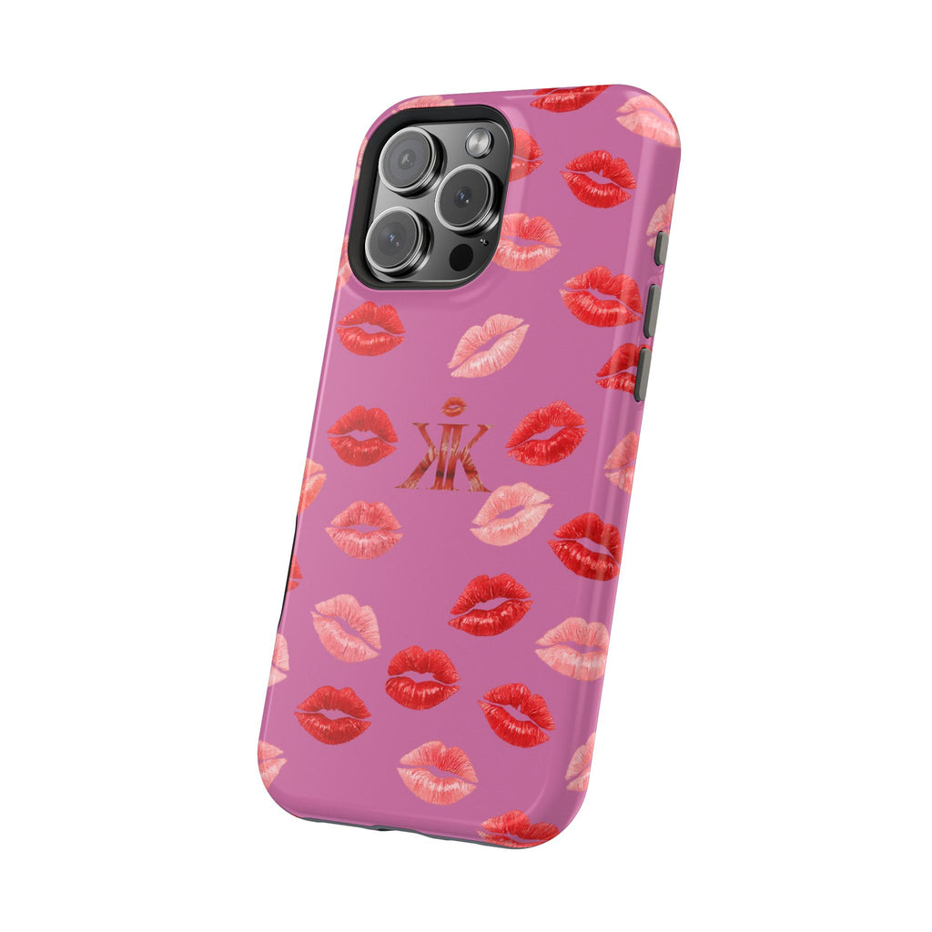 Psyche Collection Light Pink - Kiss Pattern Magnetic Impact Phone Case