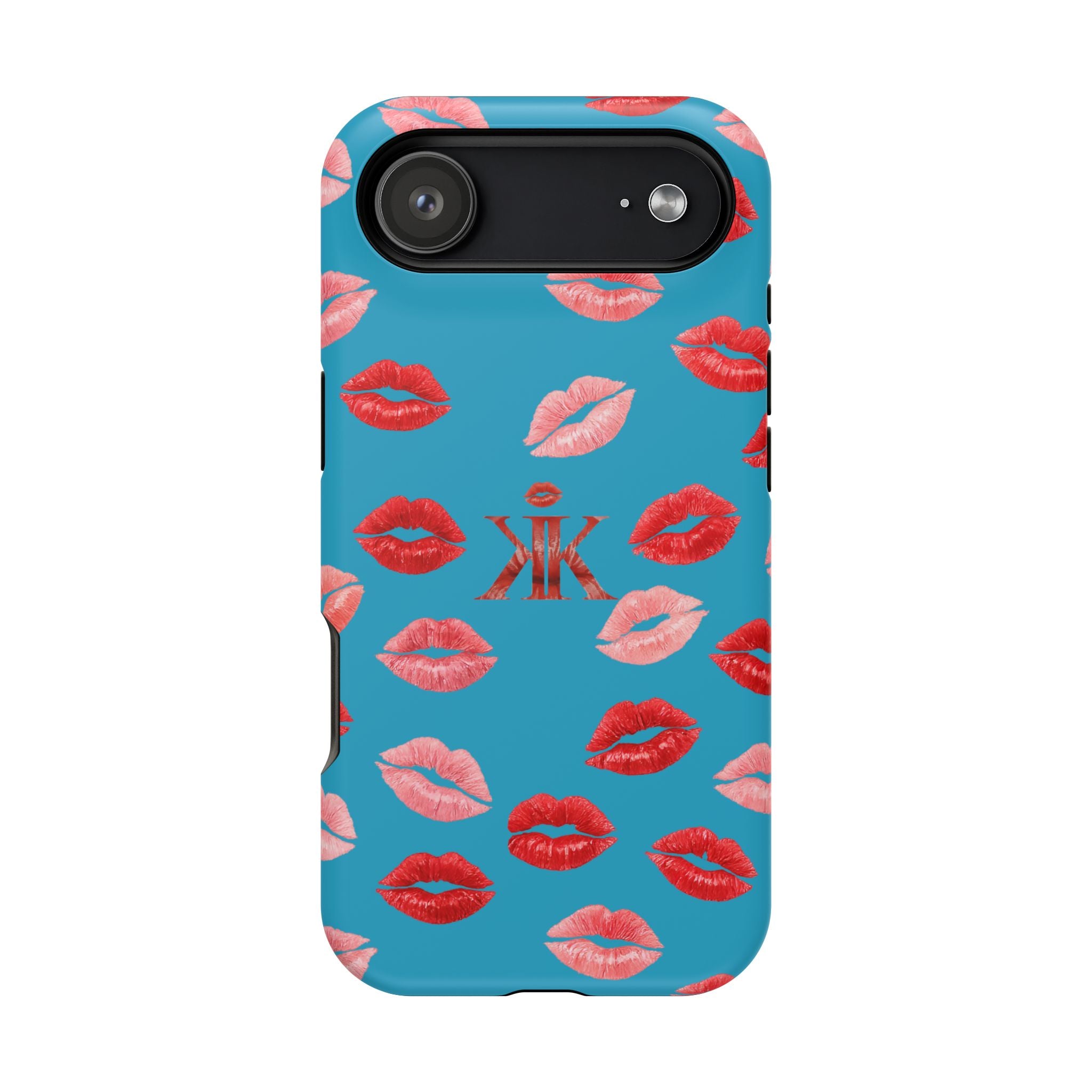 Psyche Collection Turquoise - Kiss Pattern Magnetic Impact Phone Case