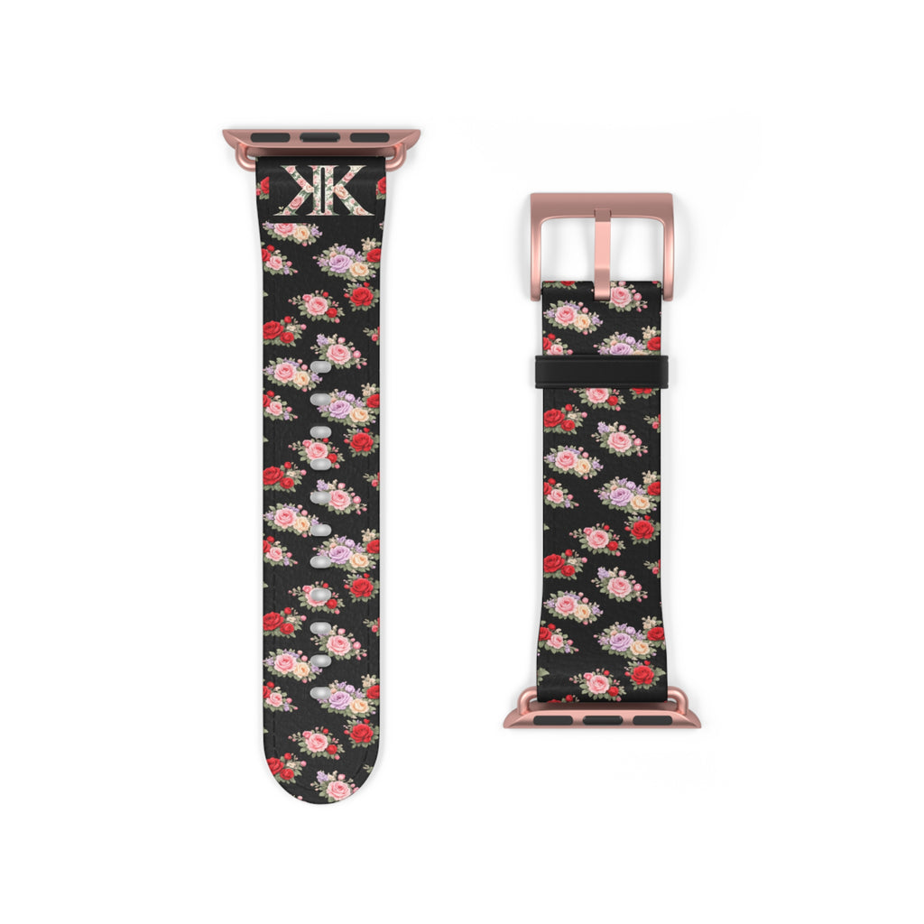 Anthos Collection BLACK Floral Vintage Watch Band — Apple Watch Strap
