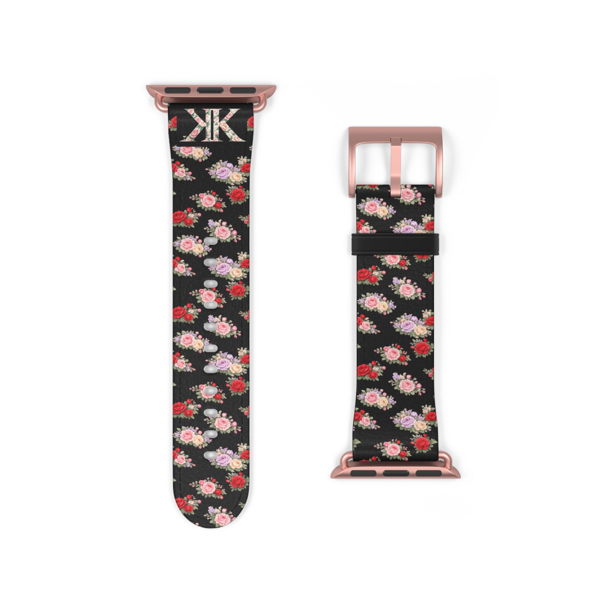 Anthos Collection BLACK Floral Vintage Watch Band — Apple Watch Strap