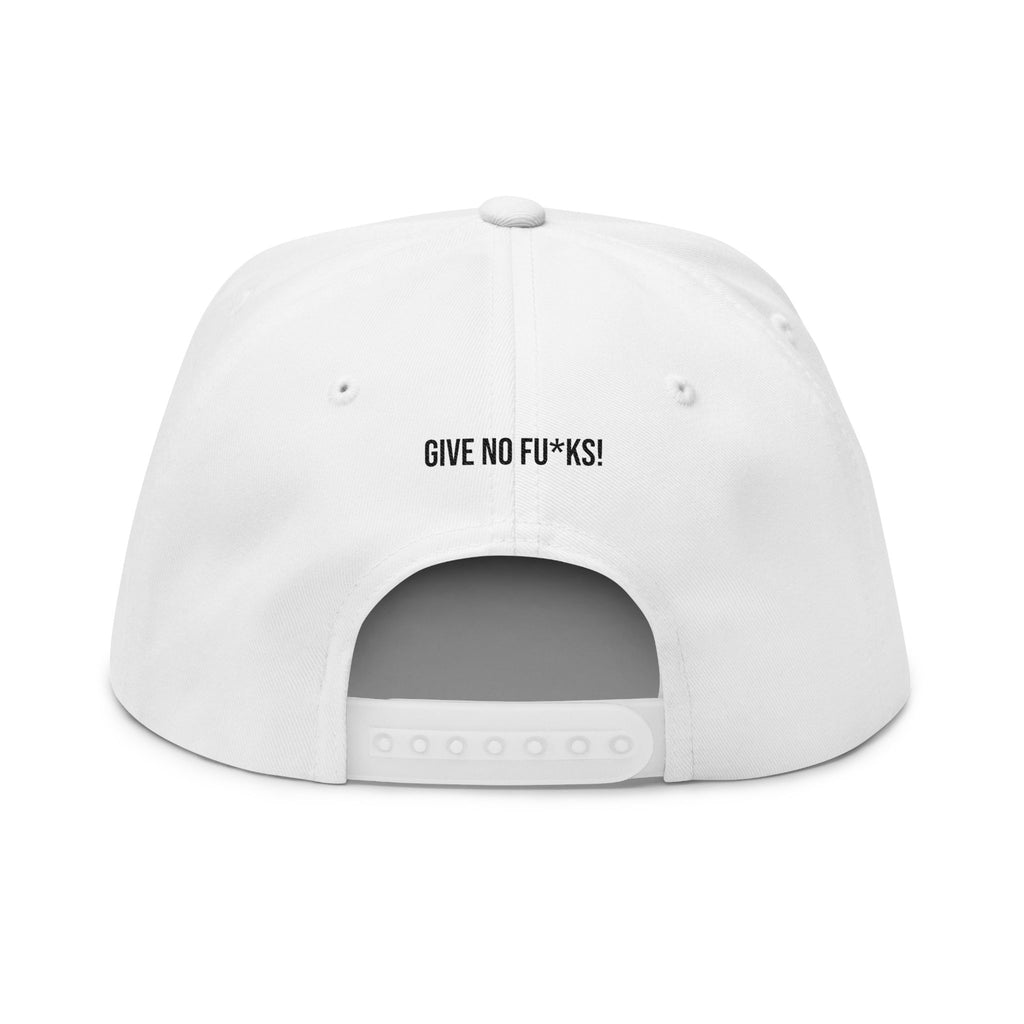 Kairos Kosmos Embroidered Flat Bill Cap — 'Give No Fu*ks' Snapback Hat