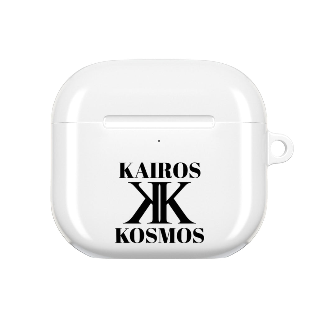 Kairos Kosmos AirPod Case — Minimalist Black Typography ‘Kairos Kosmos’ & “Give No Fu*ks!” Protective Cover
