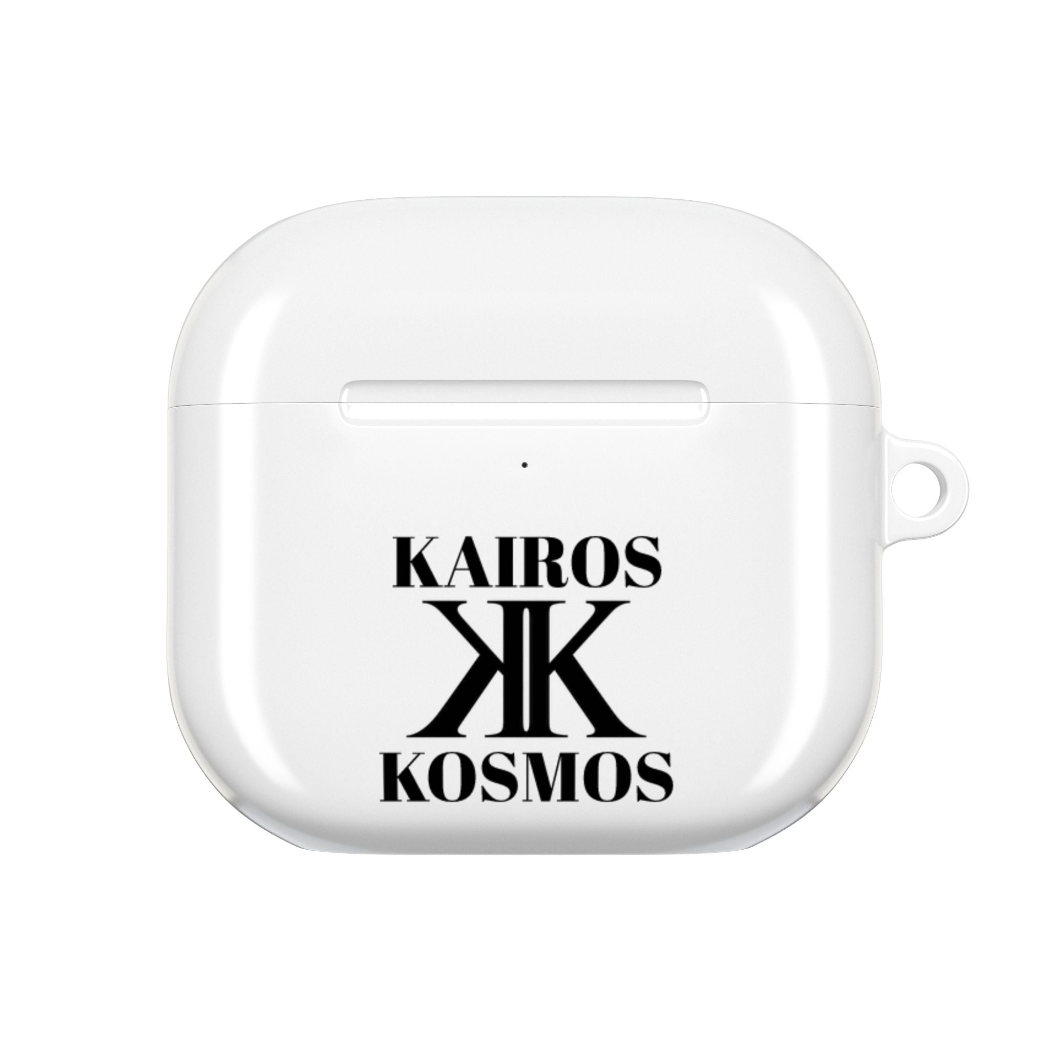 Kairos Kosmos AirPod Case — Minimalist Black Typography ‘Kairos Kosmos’ & “Give No Fu*ks!” Protective Cover