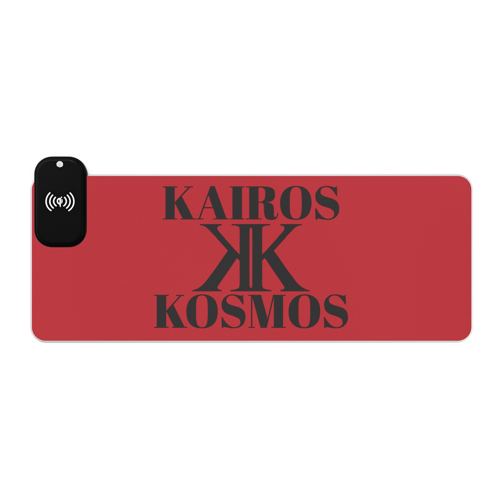 LED Wireless Charging Gaming Mouse Pad RED — Kairos Kosmos Logo Desk Mat