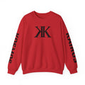 Crewneck Sweatshirt RED — Bold KK Logo with Sleeve Text (Kaurde / Kaurde)