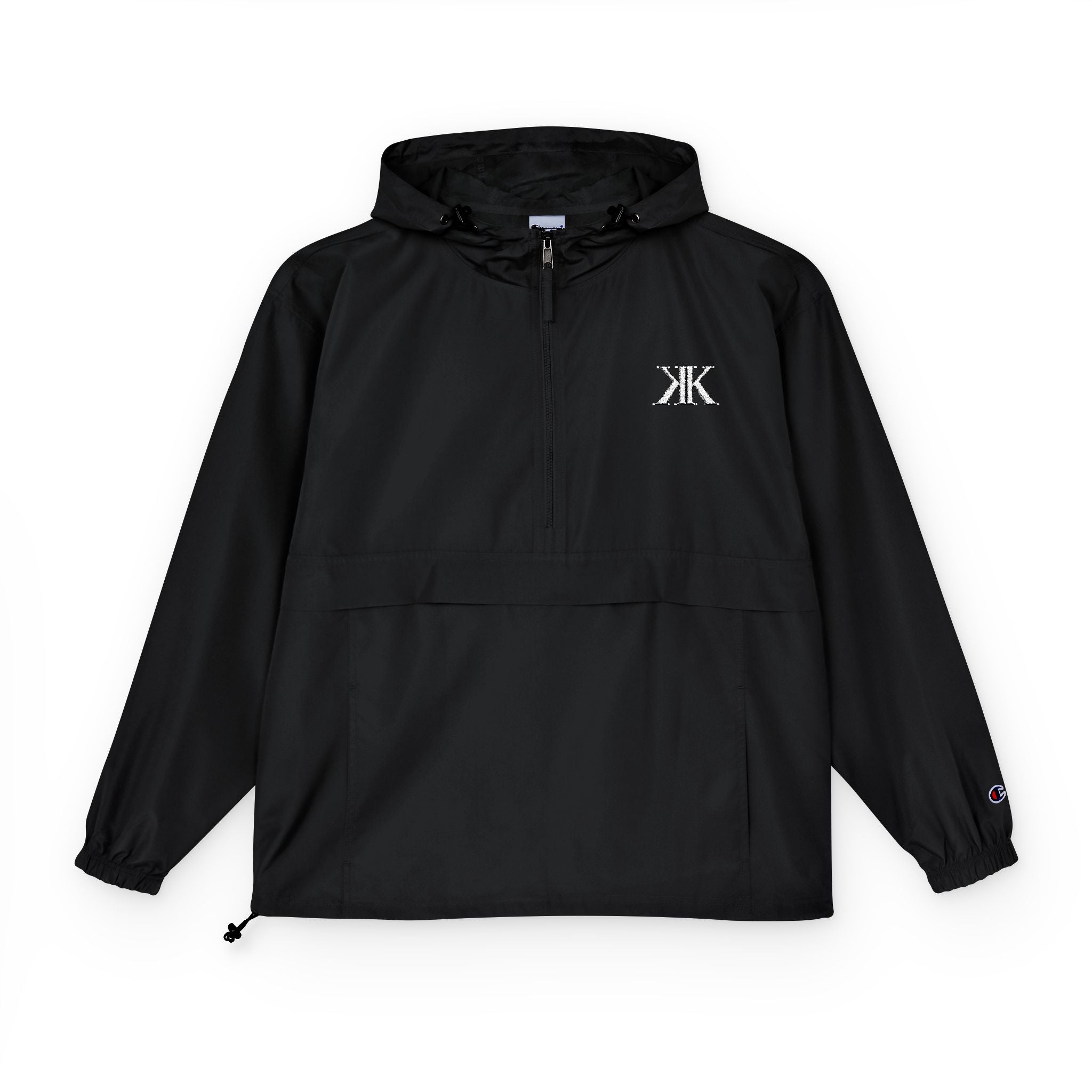 Champion® Packable Anorak Jacket BLACK — Lightweight Hooded Windbreaker for Travel & Outdoor