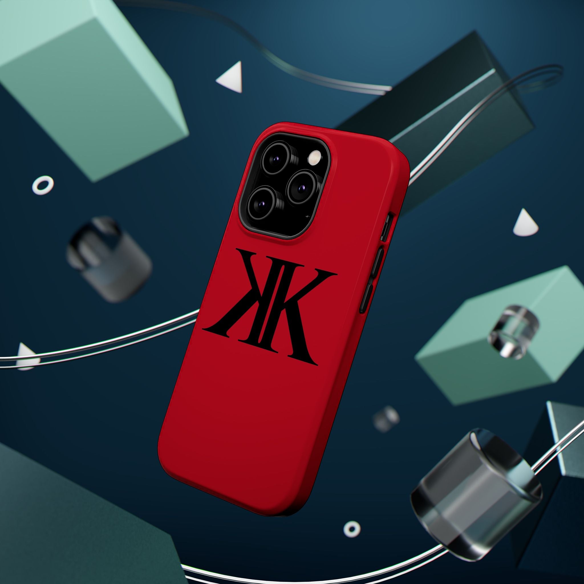 Magnetic Impact-Resistant RED Case with Bold KK Monogram