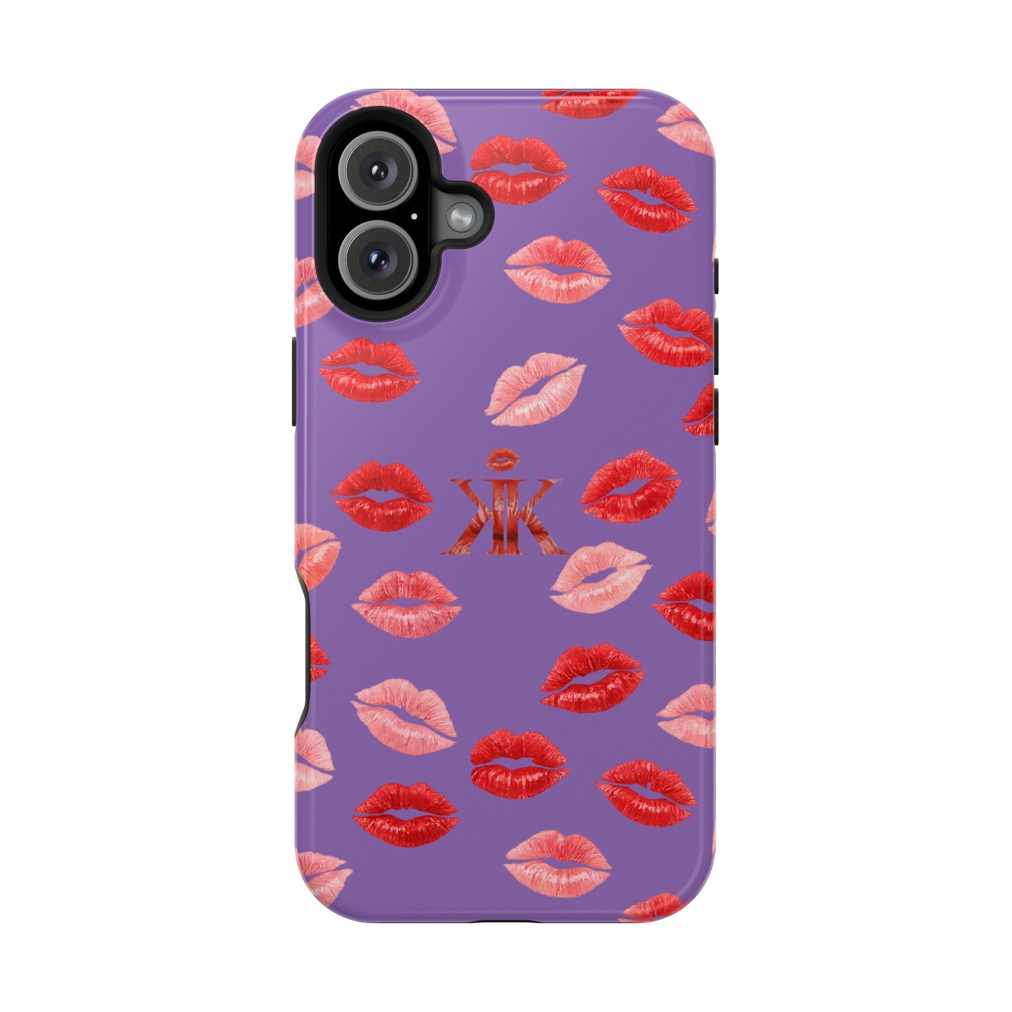 Psyche Collection Light Purple - Kiss Pattern Magnetic Impact Phone Case