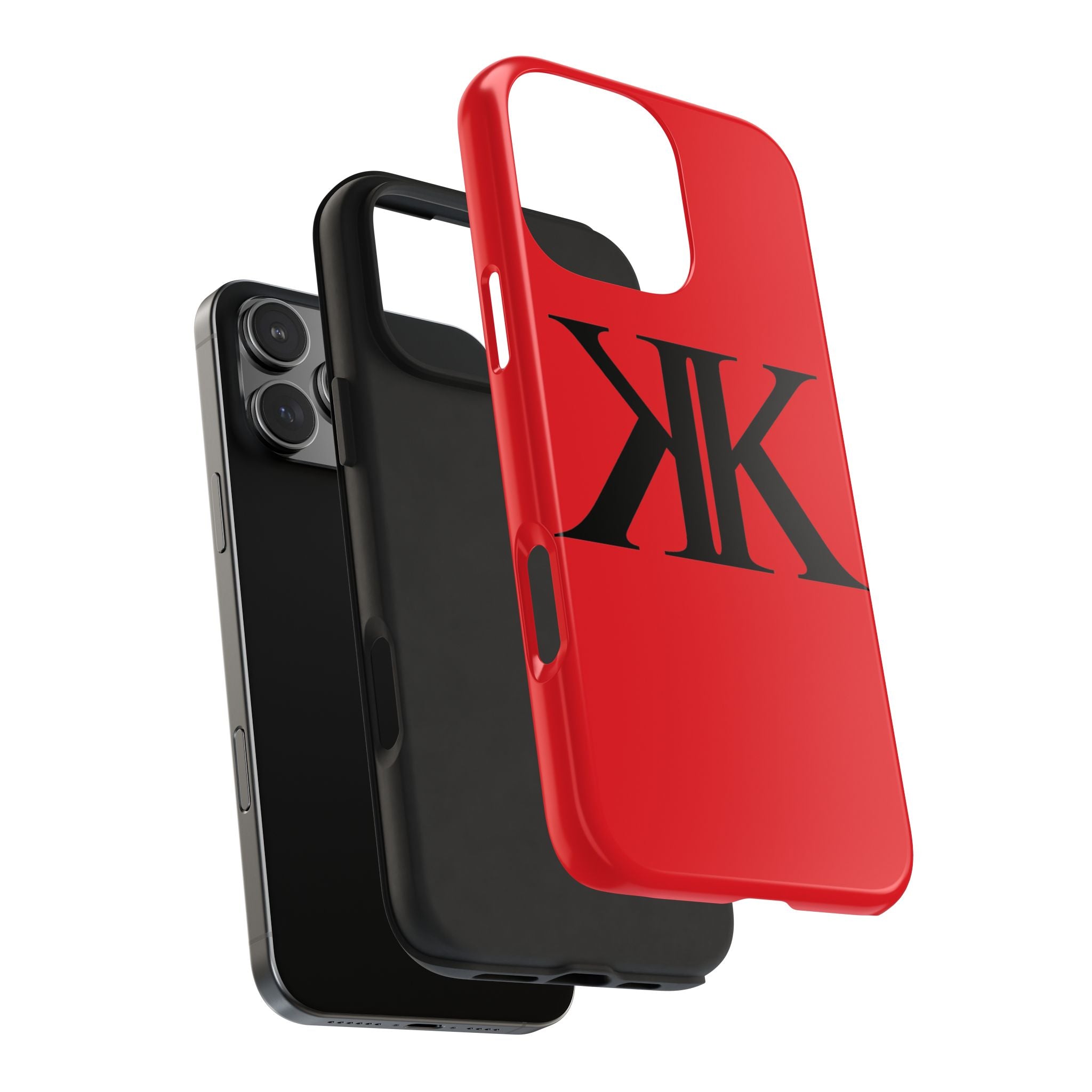 Monogram 'KK' RED Tough Phone Case — Minimal Black Initials Protective Cover