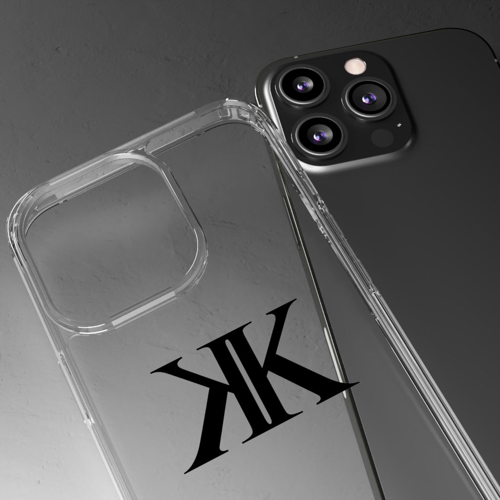 Kairos Kosmos Clear Phone Case — Minimal Black KK Monogram