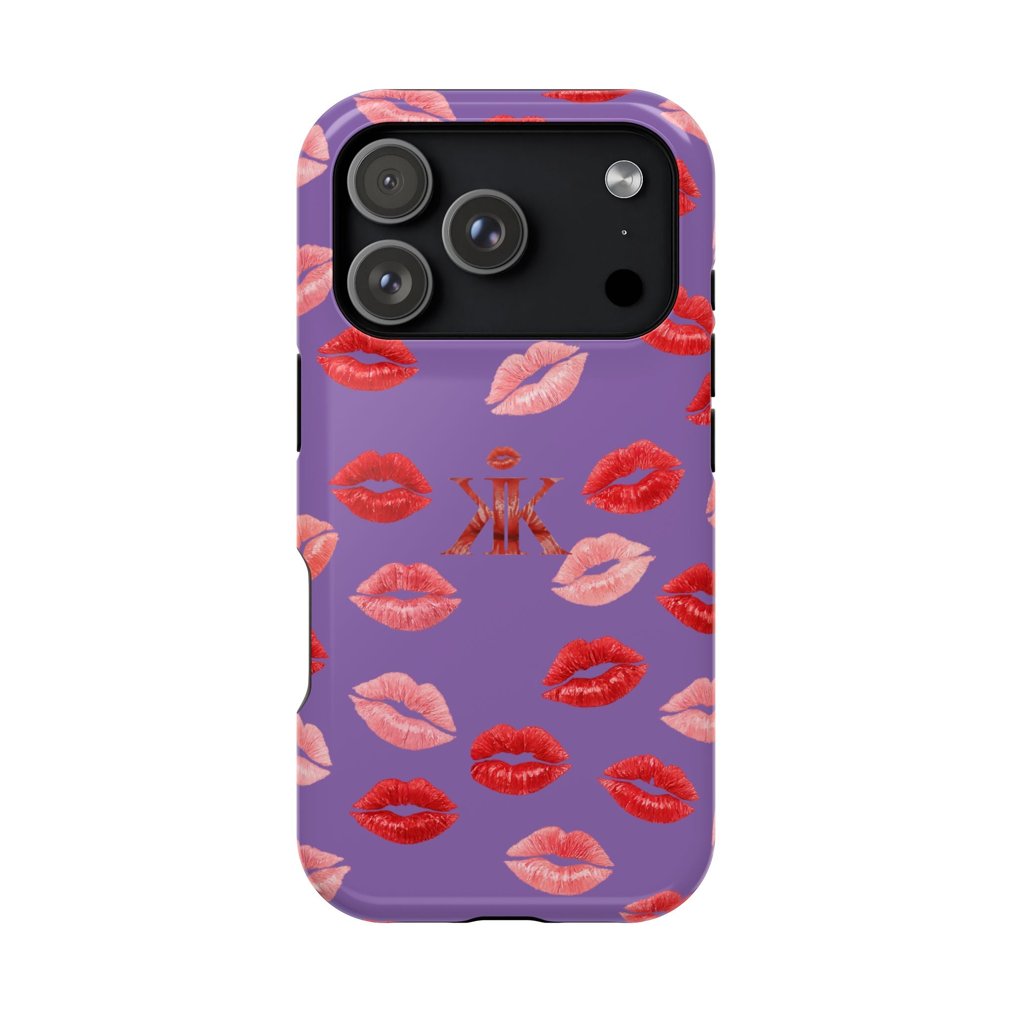 Psyche Collection Light Purple - Kiss Pattern Magnetic Impact Phone Case