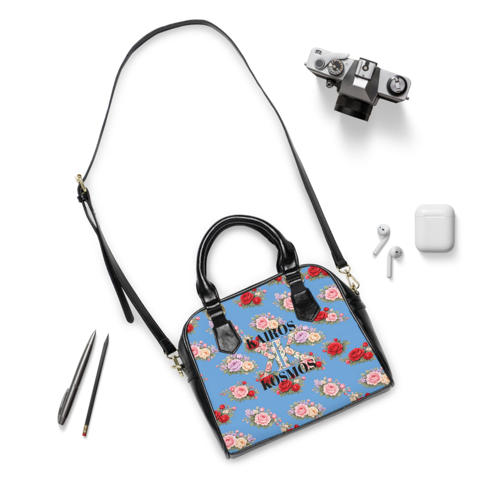 Anthos Collection Light Blue Vintage Floral 'Kairos Kosmos' Shoulder Handbag
