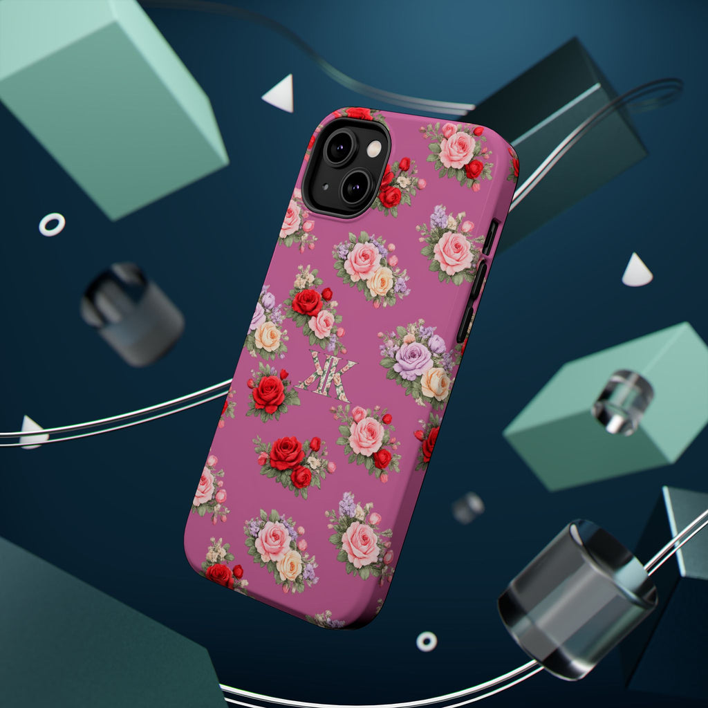 Anthos Collection Light Pink  Vintage Floral Rose Pattern Magnetic Impact-Resistant Phone Case