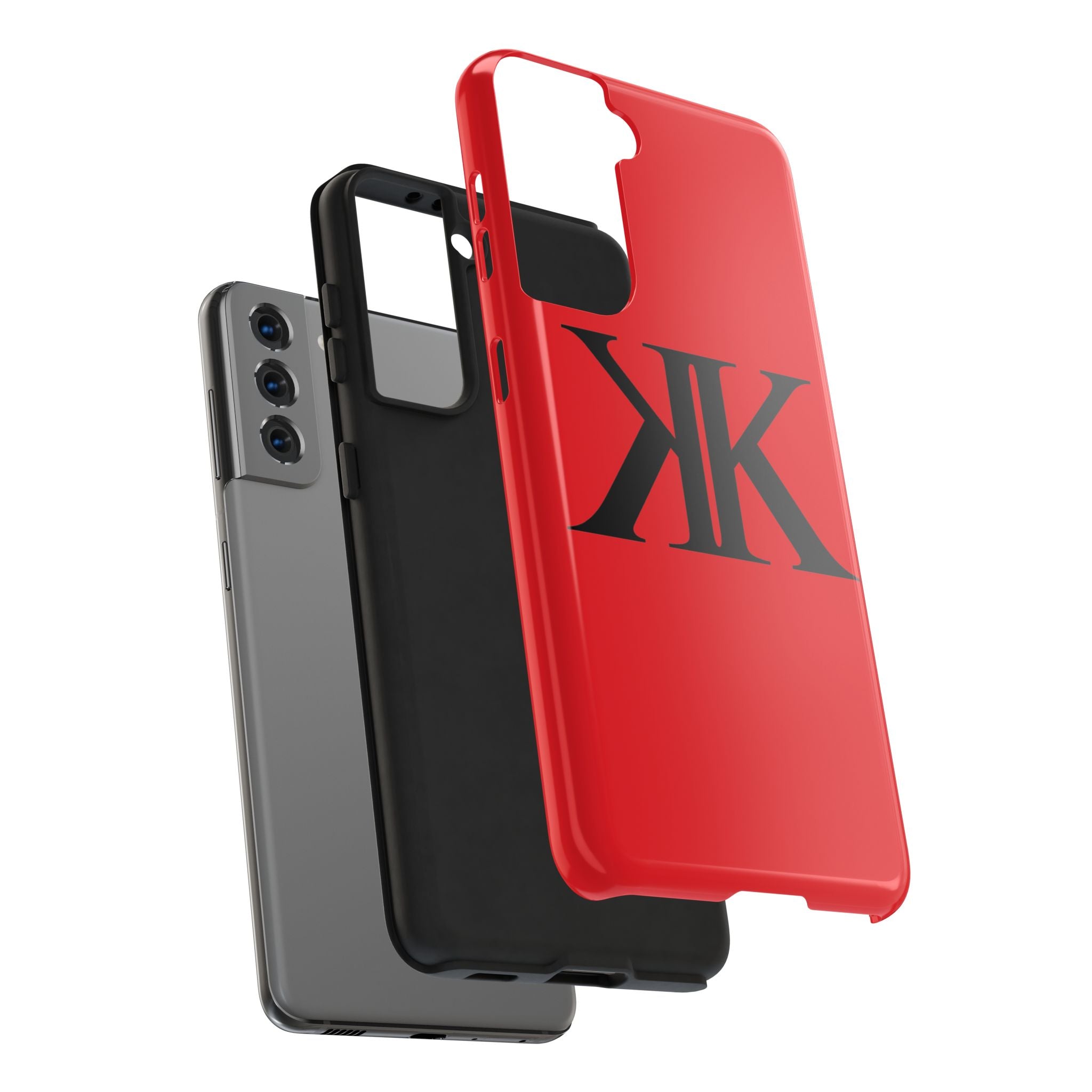 Monogram 'KK' RED Tough Phone Case — Minimal Black Initials Protective Cover