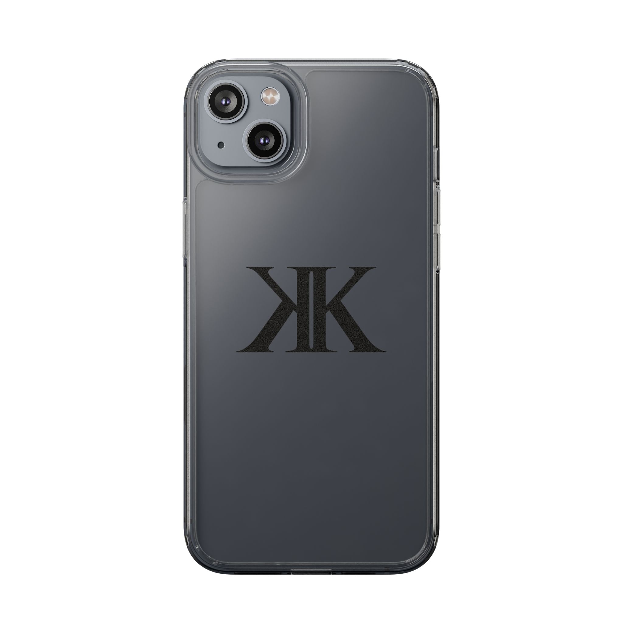 Kairos Kosmos Clear Phone Case — Minimal Black KK Monogram